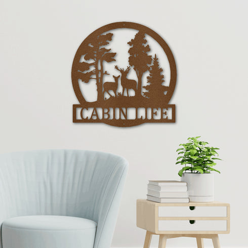 Personalized Forest Deer Metal Wall Art
